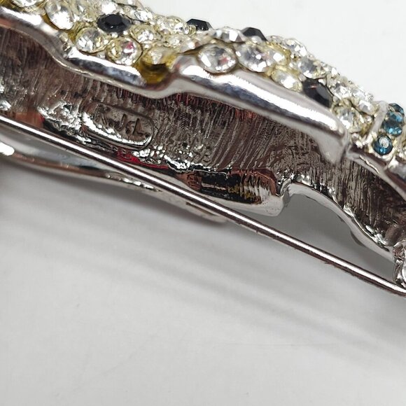 Kenneth Jay Lane Avon Panther Pin With Clear Black Green Rhinestones in Box - Picture 6 of 7